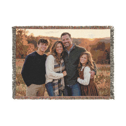 Personalized Family Photo Woven Blanket