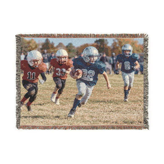Personalized Football Photo Woven Blanket
