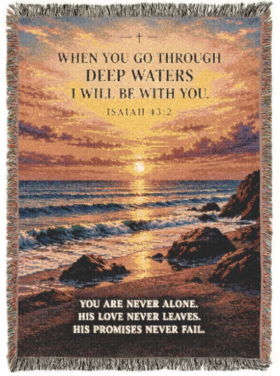 Deep Waters Woven Scripture Blanket - Isaiah 43:2